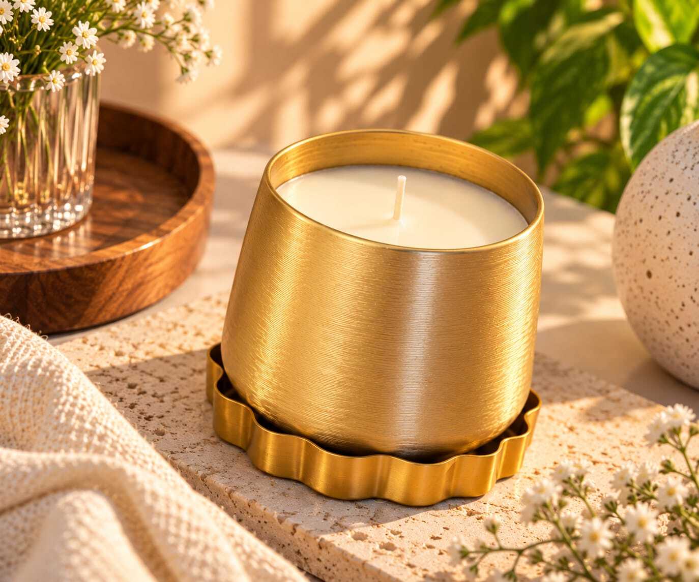 Golden Metal Luxe Jar Candle - View 3